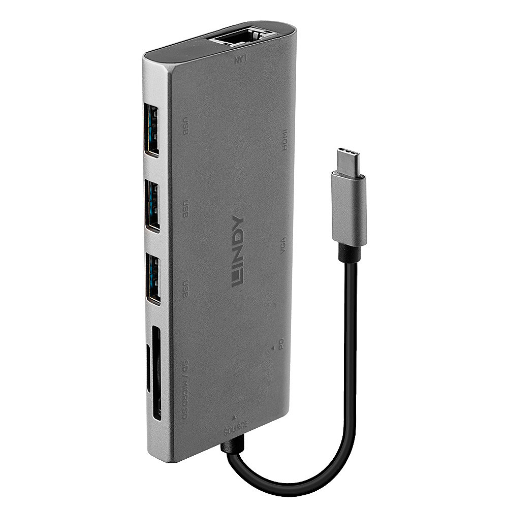 Lindy DST-Mini Plus, USB-C Laptop Mini Docking Station with 4K HDMI, VGA Support and – image 1
