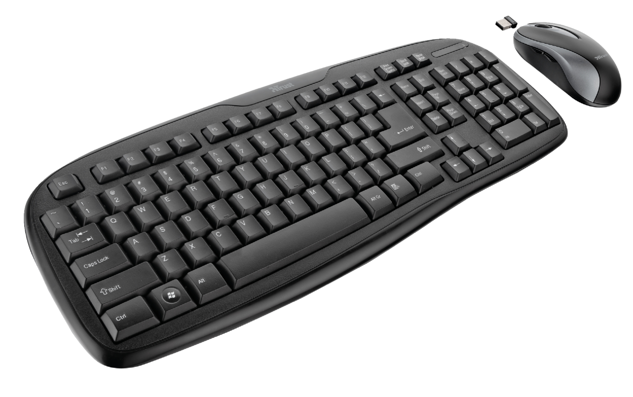 Trust 31051 keyboard Mouse included Universal RF Wireless + USB QWERTZ German Black