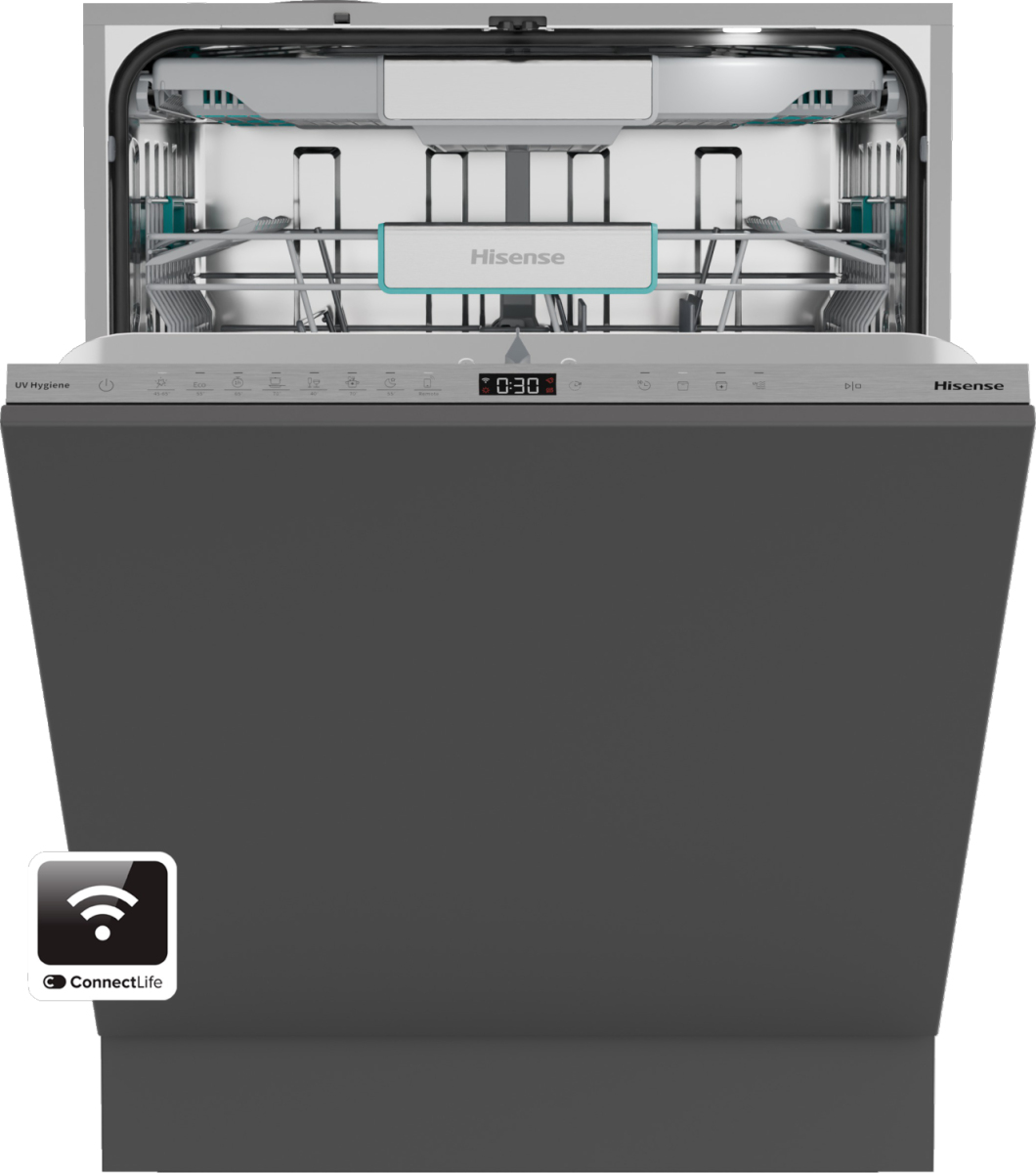 Hisense Fully integrated dishwasher with 16 place settings and sliding door for a seamless fit. AutoDose ensures correct detergent use, Auto Dry delivers ready – image 1