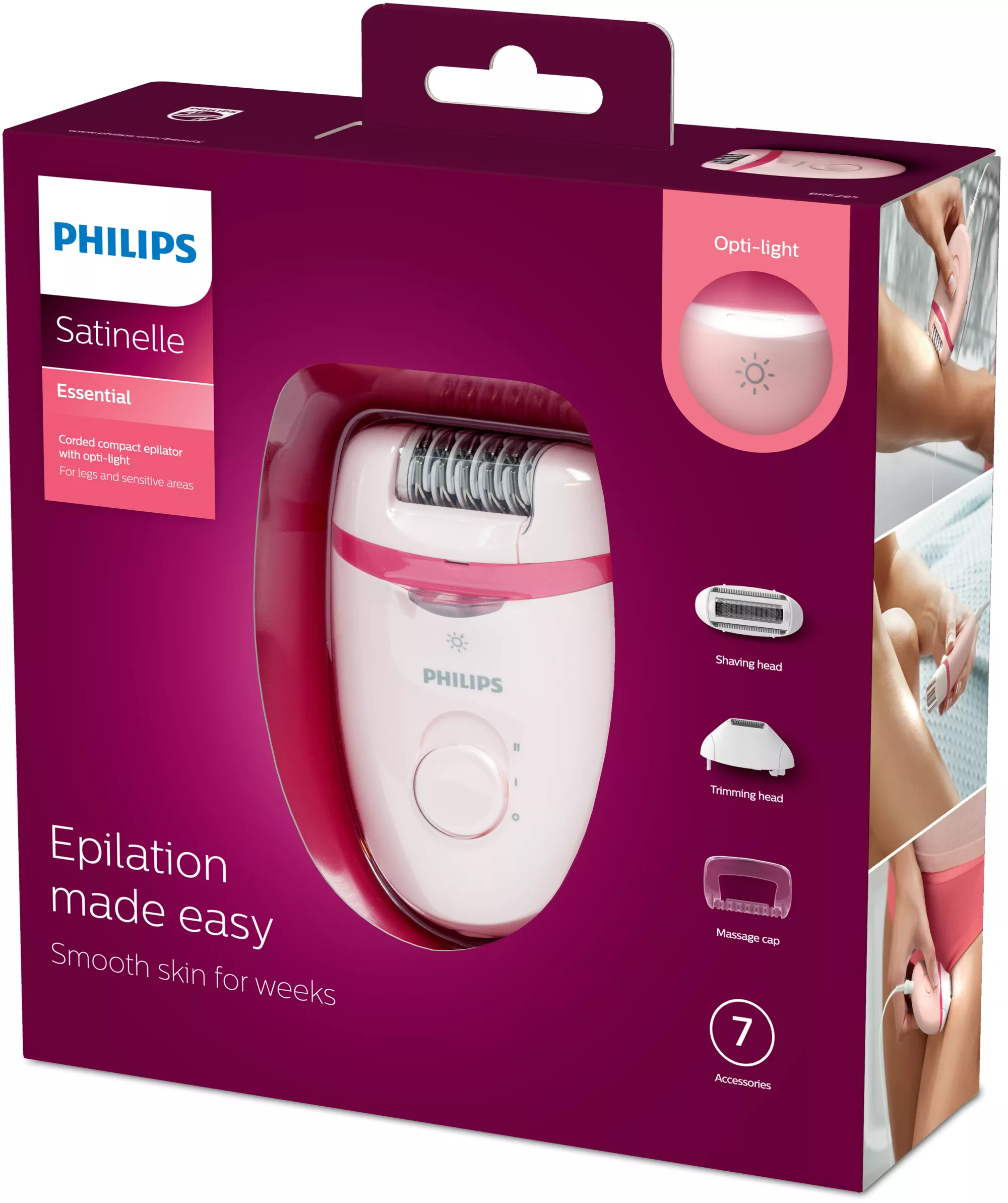 Philips Satinelle Essential BRE285/00 Corded compact epilator – image 2