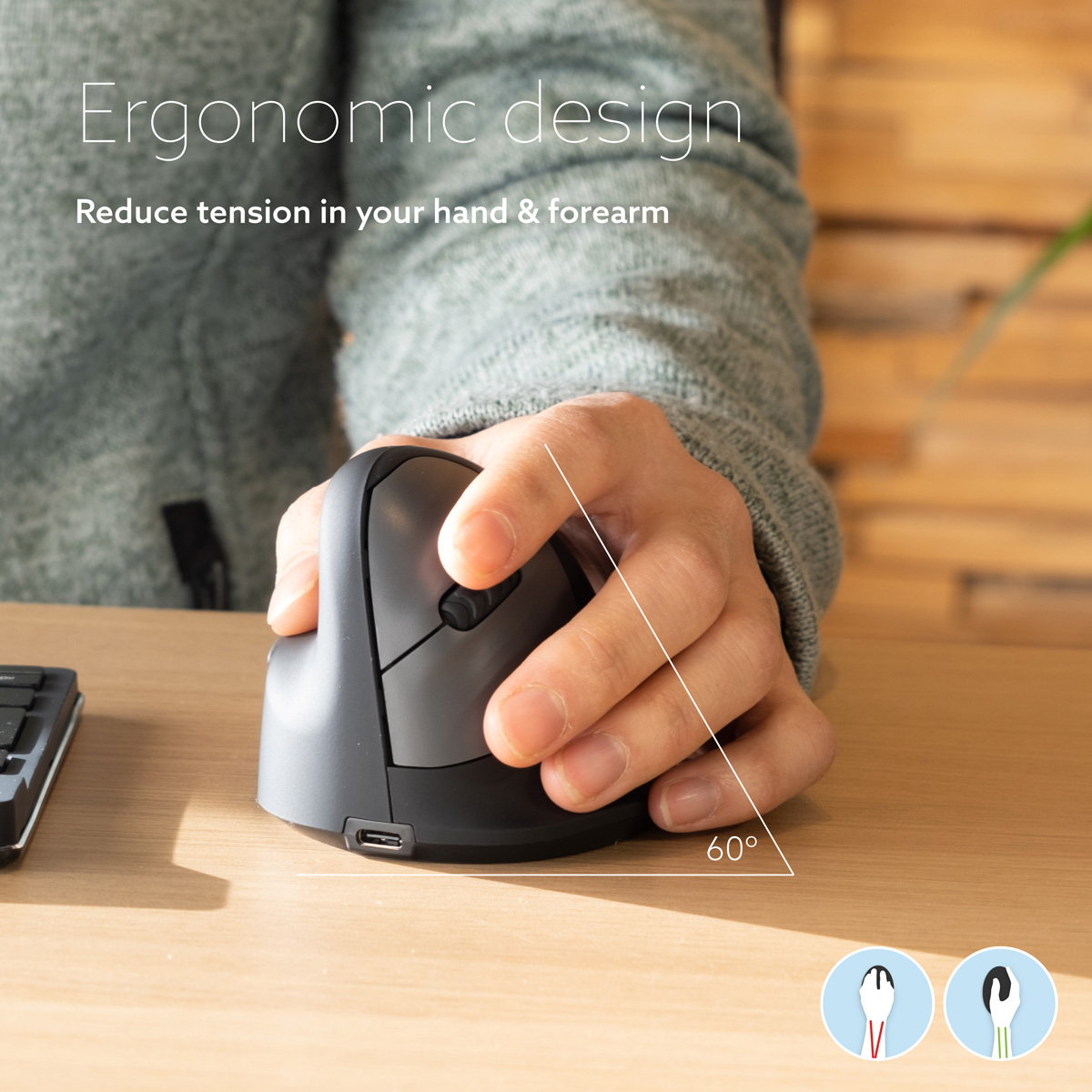 R-Go Tools Ergonomic mouse R-Go HE Break with break software, medium (hand size 165-185 mm), left-handed, Bluetooth, black – image 8