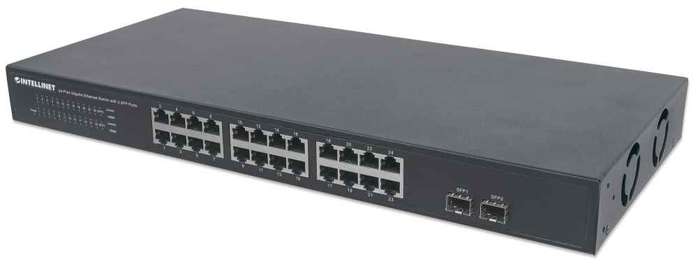 Intellinet 24-Port Gigabit Ethernet Switch with 2 SFP Ports – image 1