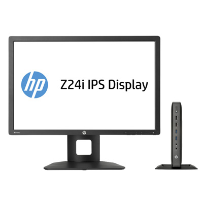HP t620 Flexible + Z24i + Thin Client Mount Kit