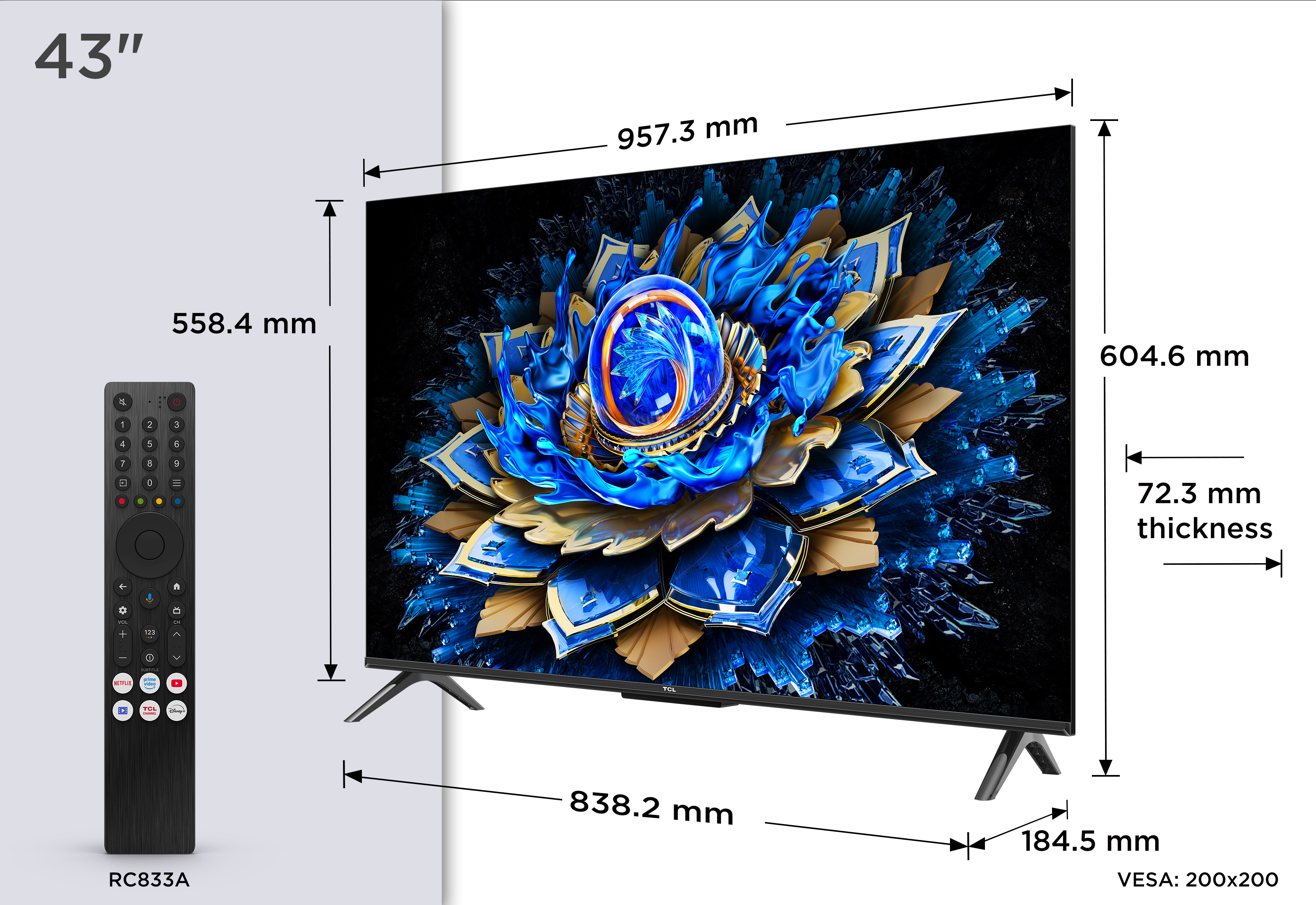 TCL 43T69C TV QLED 43 (109 cm) 4K UHD 3840x2160 HDR10 Android TV 3xHDMI 2.1 WiFi — photo 4