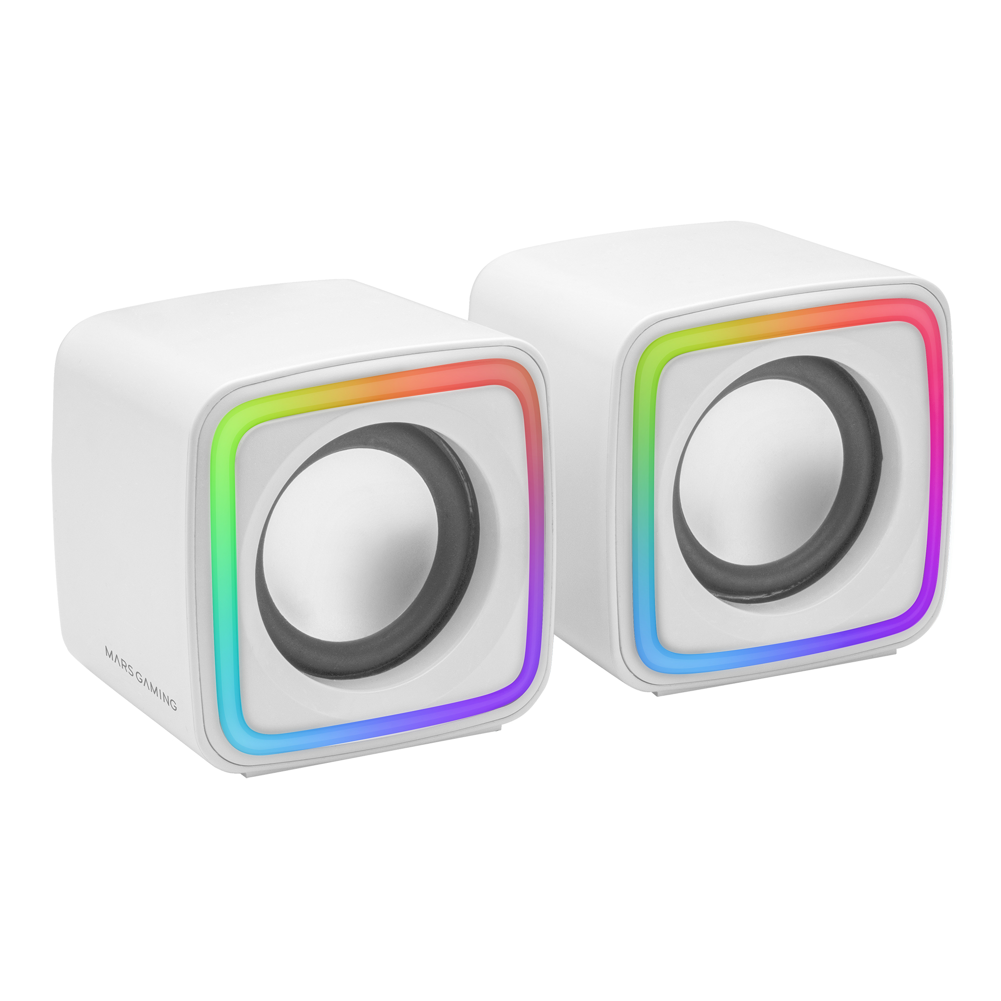 Mars Gaming MSCUBEW White Compact RGB Gaming Speakers – image 1