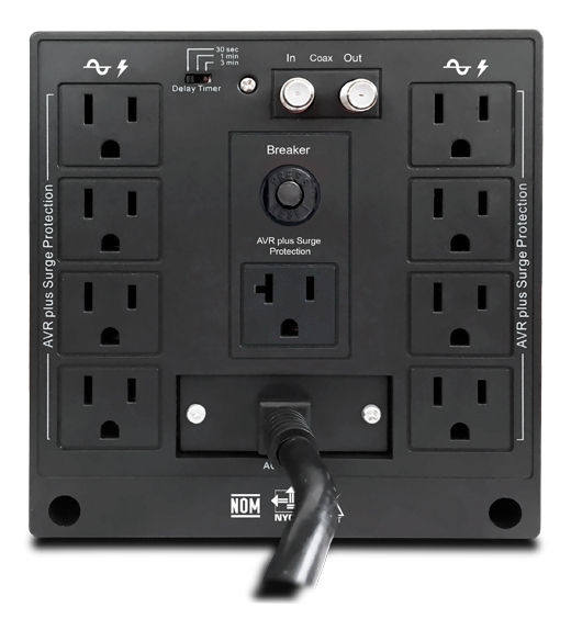 Regulador de Voltaje CDP R-AVR5008 - 5000VA/2500W - 9 Contactos - Blanco y Negro - R-AVR5008