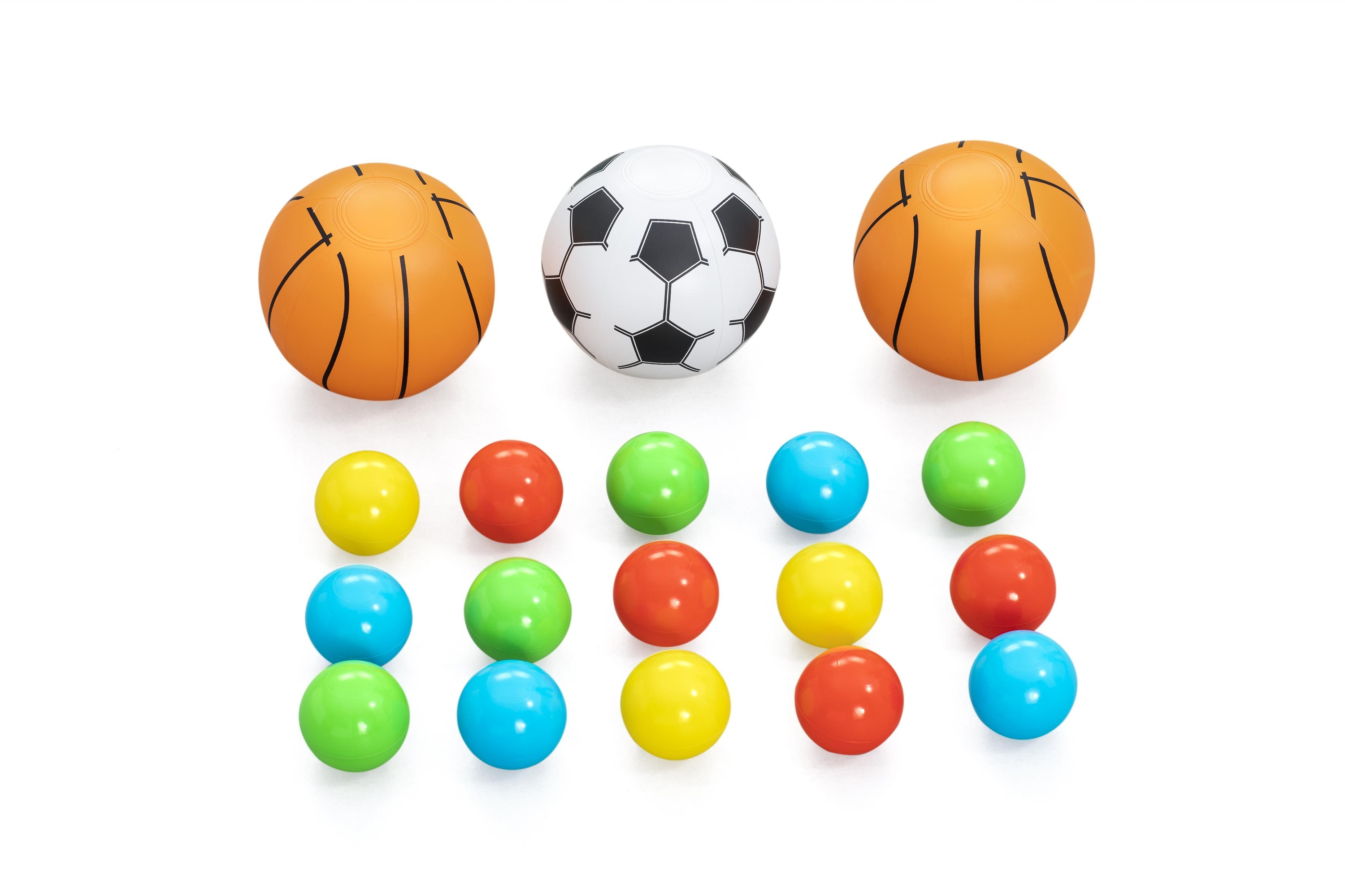 صورة كرة قدم قابلة للنفخ 3 في 1 Kick ‘N Swish مع 18 كرة