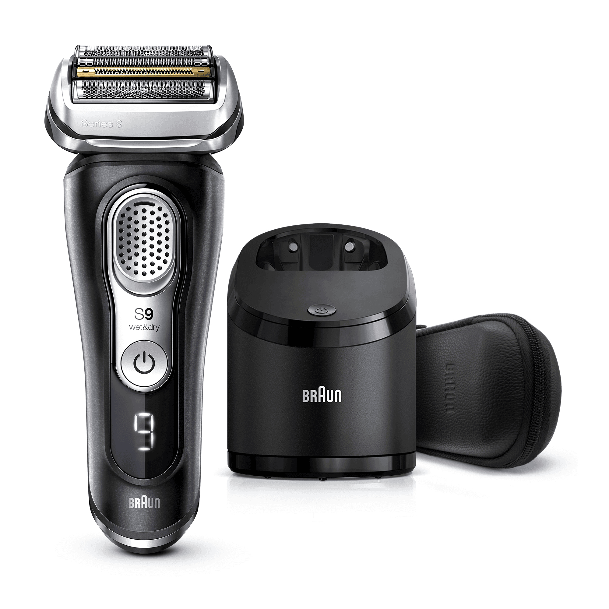 Braun Series 9 9380cc Latest Generation Electric Shaver, Clean&Charge Station, Leather Case, Noir – image 1