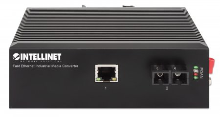 Intellinet Industrial Fast Ethernet Media Converter, 100Base-TX to 100Base-FX (SC) Single-mode, 20 km, IP40-rated Metal Housing, DIN-rail Mount – image 3