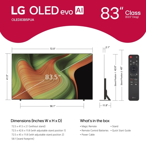 LG OLED AI OLED83B5PUA TV 2.11 m (83") 4K Ultra HD Smart TV Wi-Fi Black – image 7