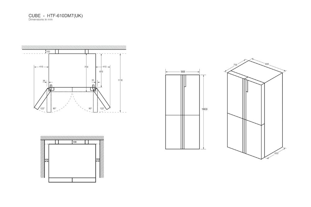 Haier Cube HTF-610DM7 side-by-side refrigerator Freestanding – image 5
