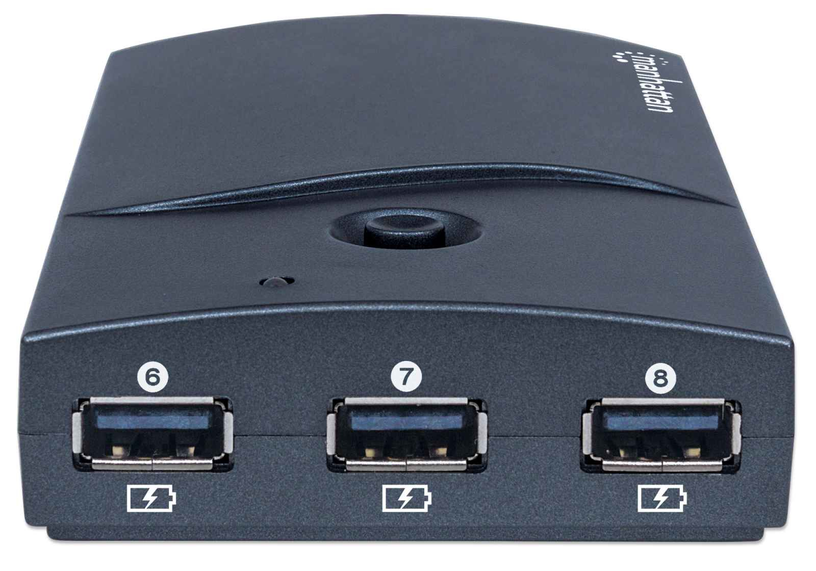 Manhattan USB 2.0 Desktop USB Hub, 13 x USB 2.0 ports, AC or Bus Power, Multiple Transaction Translator, 2.4A Fast Charge Capable, Black, Boxed (Euro 2-pin plug – image 6