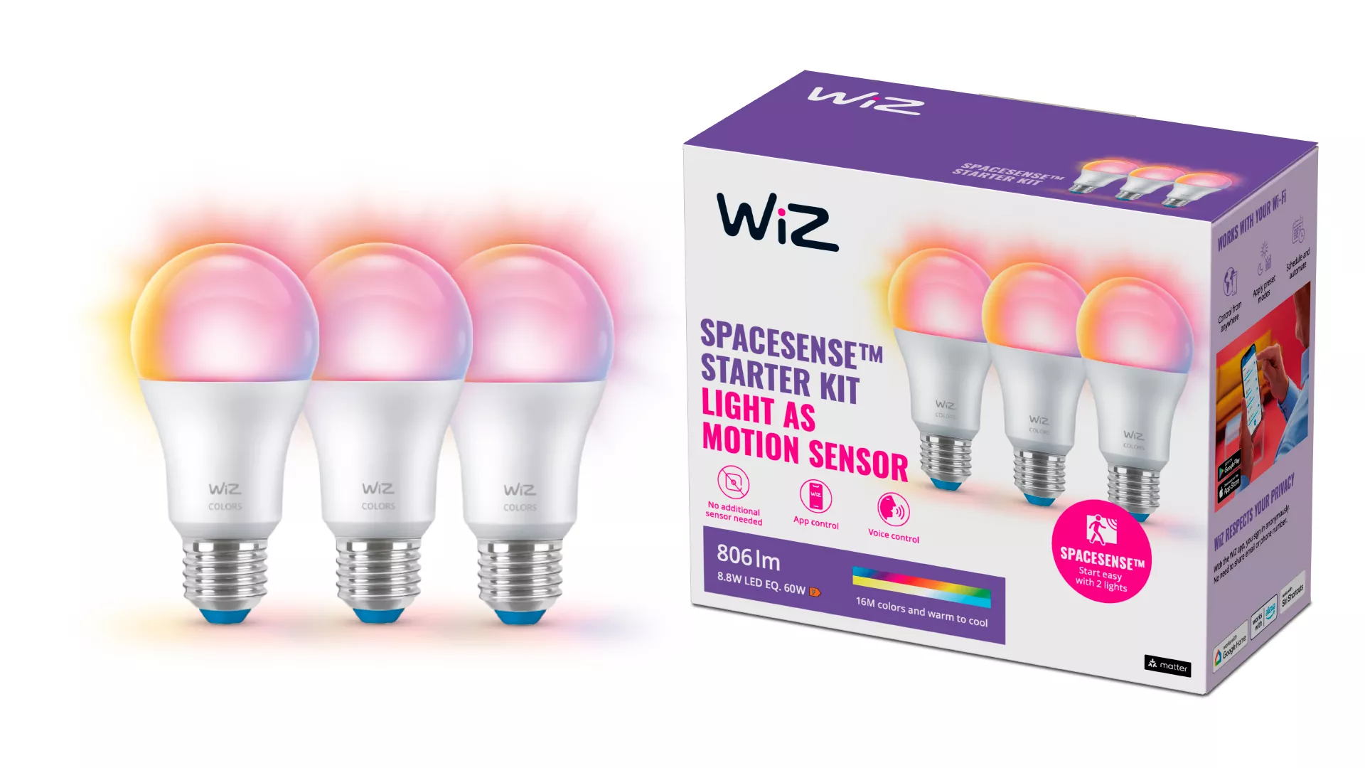 WiZ Bulb 60 W A60 E27 x3 – image 2