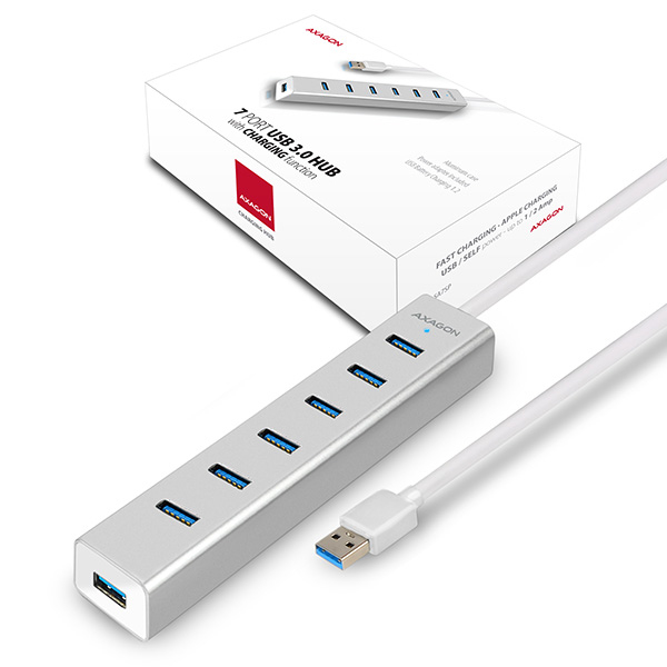 Axagon HUE-SA7SP interface hub USB 3.2 Gen 1 (3.1 Gen 1) Type-A 5000 Mbit/s Silver – image 4