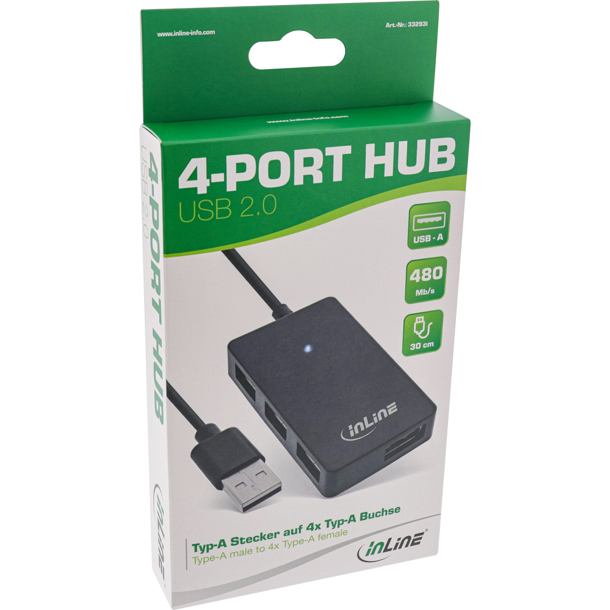 InLine USB 2.0 4-Port Hub, Type-A male to 4x Type-A female, black – image 5