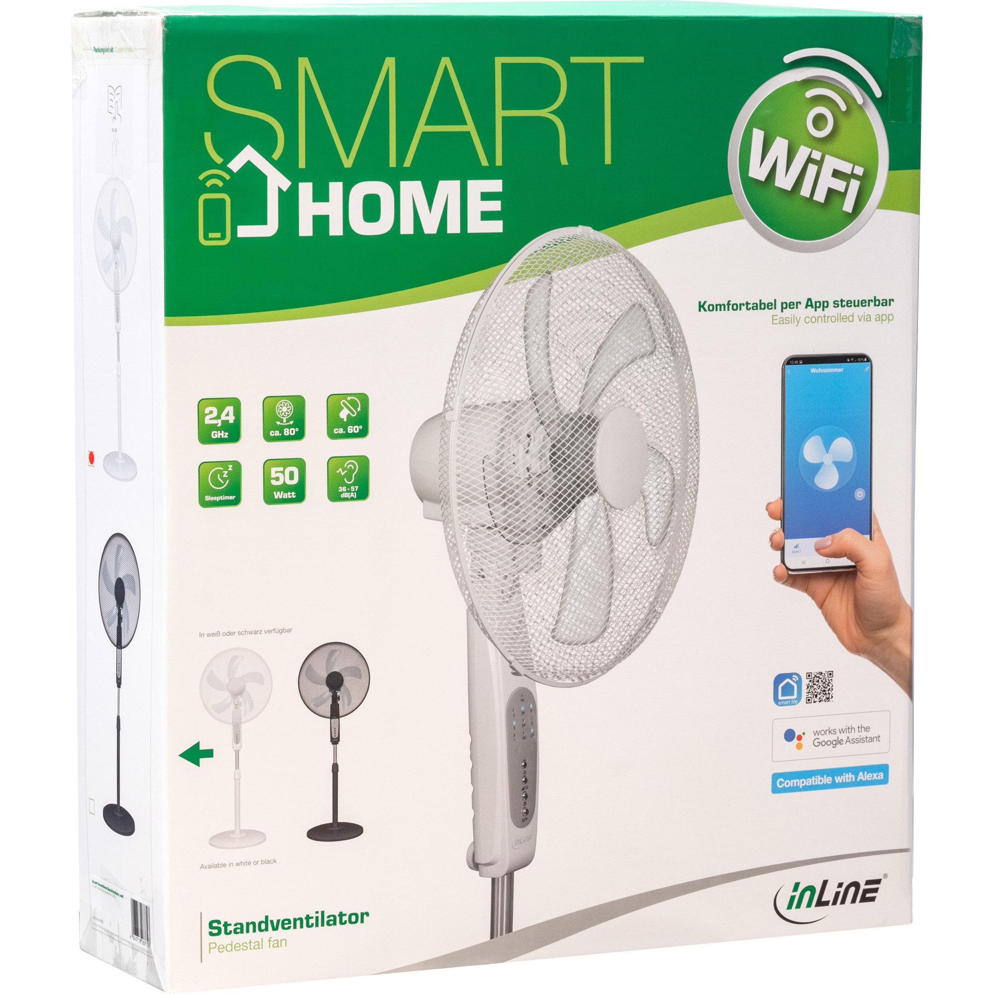 InLine SmartHome Pedestal fan, white – image 4