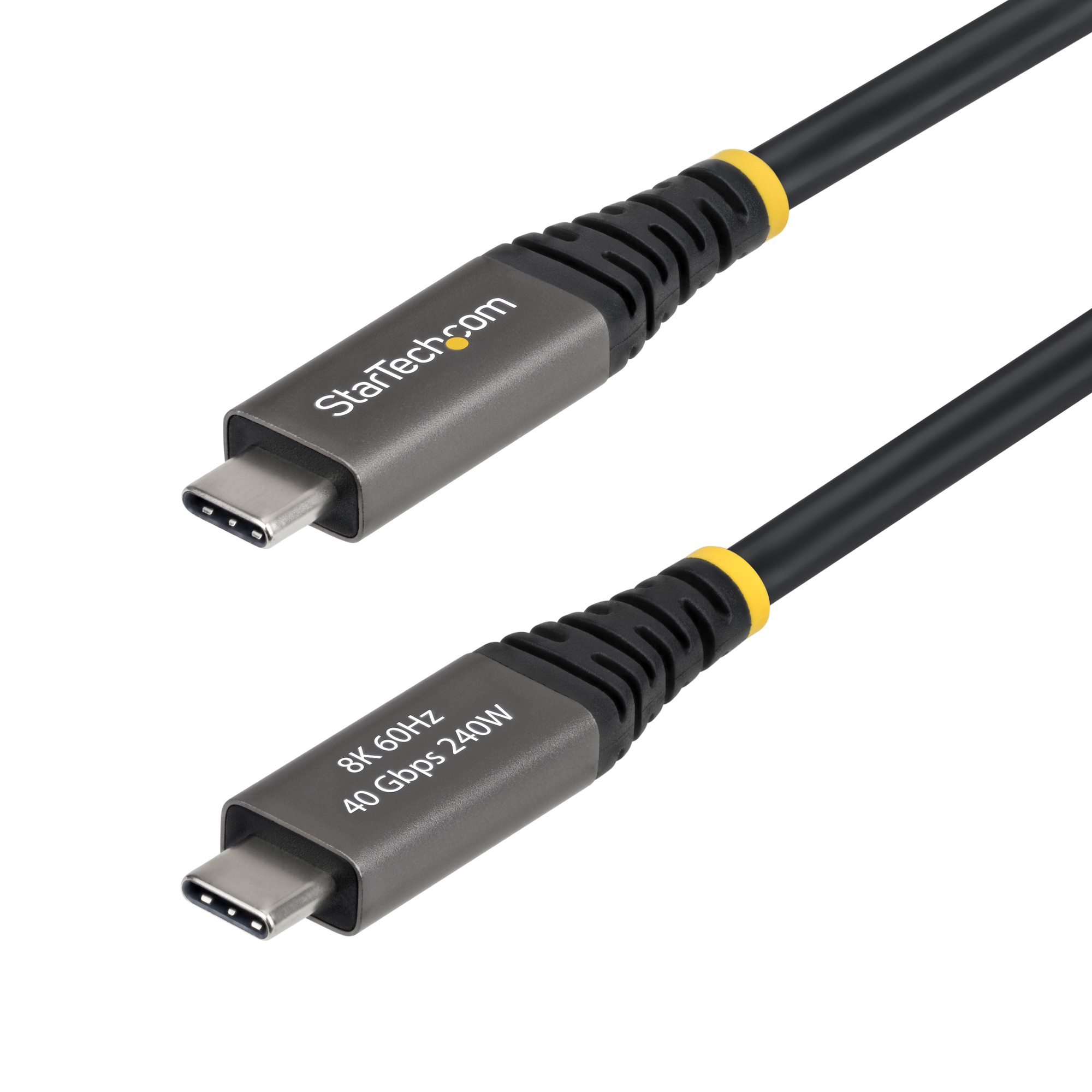 StarTech.com - USB cable - USB-C (M) to USB-C (M) - USB4 / Thunderbolt / DisplayPort 2.1 - 2 m - active, 8K60Hz support, 4K240Hz support, extended power range (EPR), up to 40 Gbps data transfer rate, Power Delivery 3.1 support - black