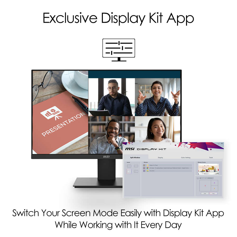 MSI Pro MP241X 23.8 Inch Monitor, Full HD (1920 x 1080), 75Hz, VA, 4ms, AdaptiveSync, HDMI, VGA, Anti-Glare, Anti-Flicker, Less Blue light, TÜV Certified, VESA, – image 5