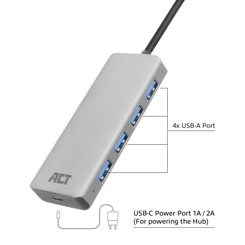 ACT USB-A hub 3.0, 4 port USB-A – image 3