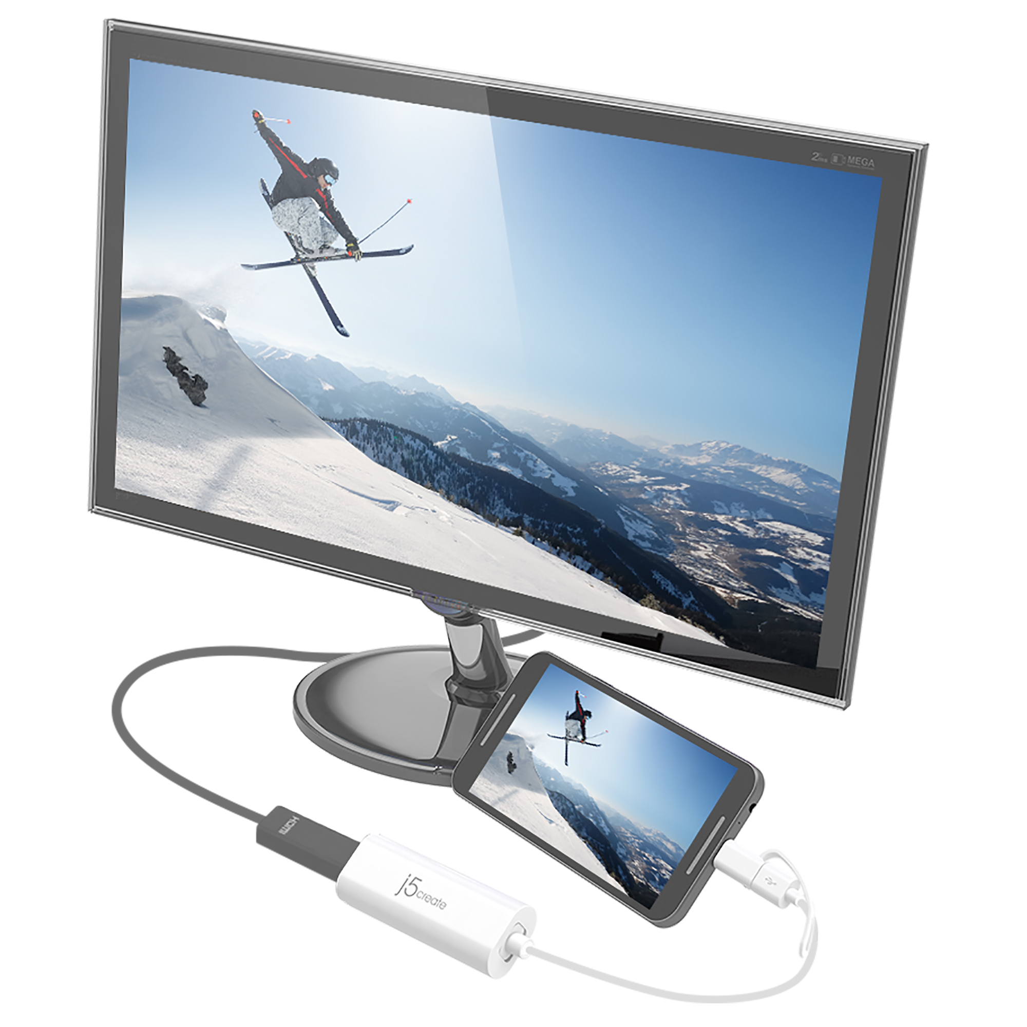 j5create JUA165C Android™ USB™ to HDMI™ Display Adapter, White – image 3