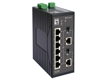 LevelOne 8-Port Industrial Gigabit Ethernet Switch, DIN-Rail, 2 Ports SFP/RJ45 Combo
