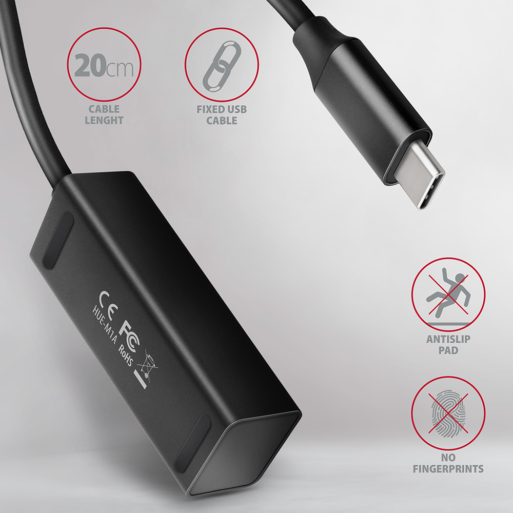 Axagon HUE-M1C 4x USB 3.2 Gen 1 MINI hub, metal – image 4