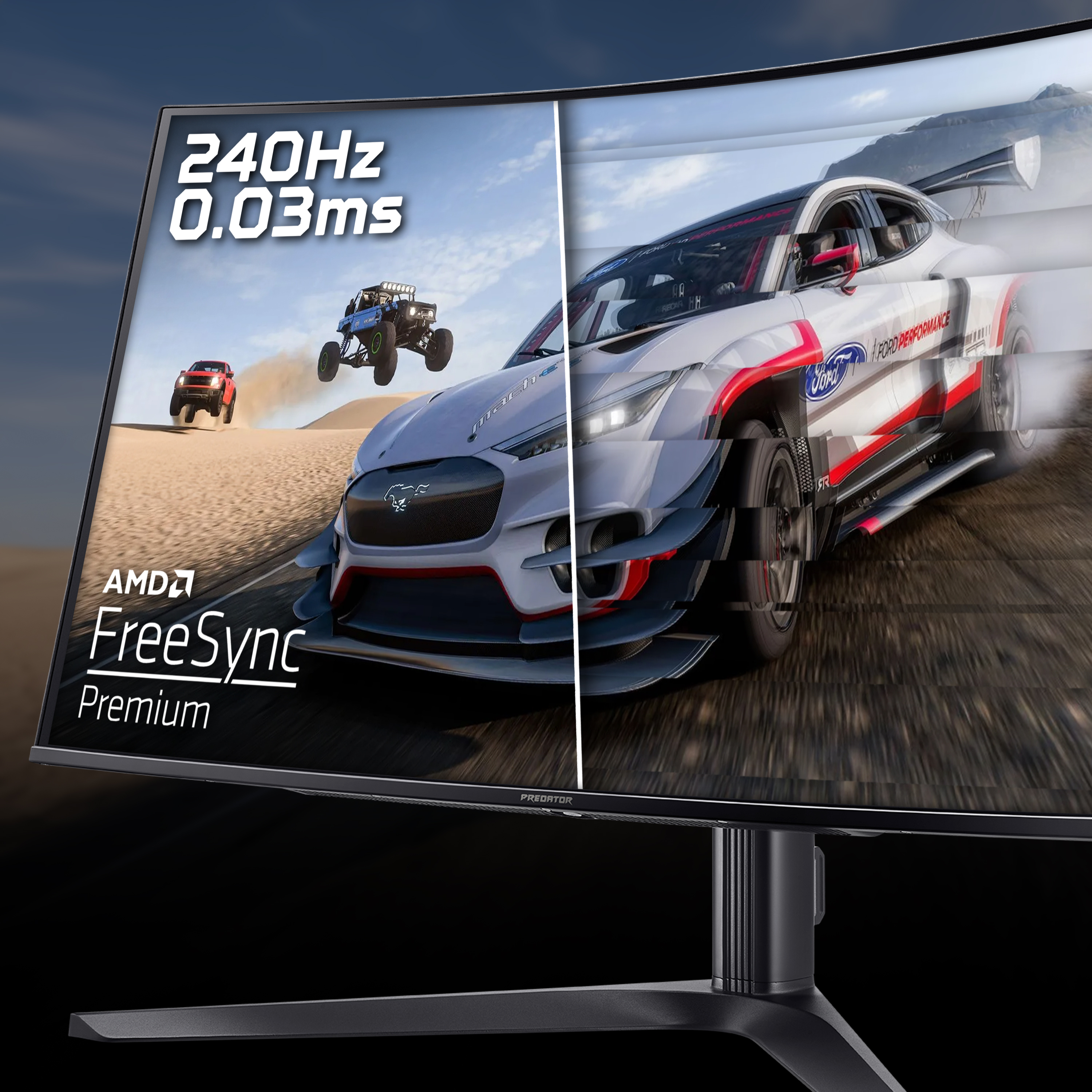 Acer Predator X32X curved QD-OLED gaming monitor – 31.5″, QD-OLED, 1700R curve, 4K Ultra HD, 240Hz, 0.03ms, FreeSync Premium, DisplayHDR 400 True Black, HDMI, DP & USB-C image 5