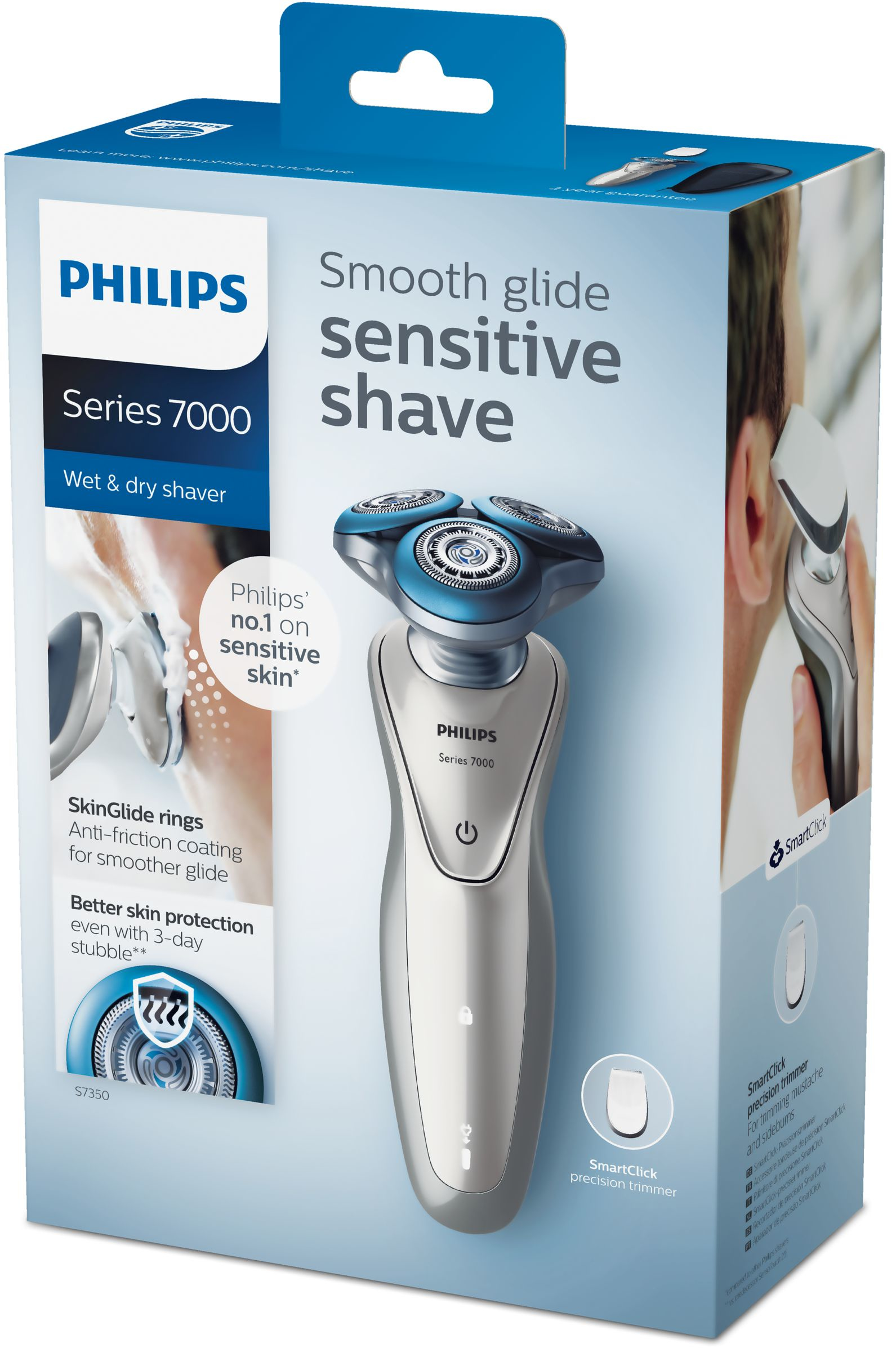 Philips SHAVER Series 7000 S7350/12 men's shaver Rotation shaver Trimmer Blue, Silver – image 2
