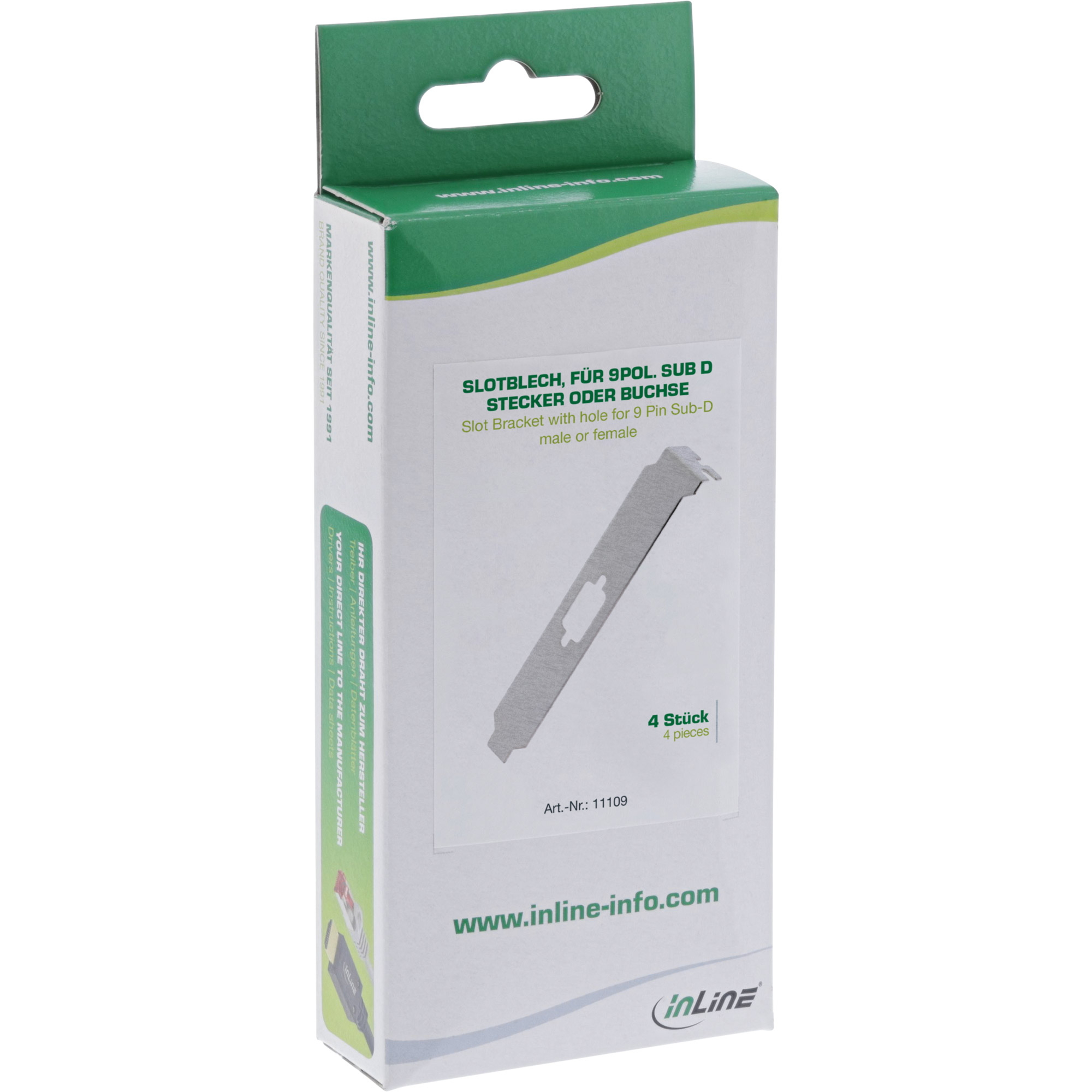 InLine Slot Bracket with hole for 9 Pin Sub-D male or female 4 pcs. – image 3