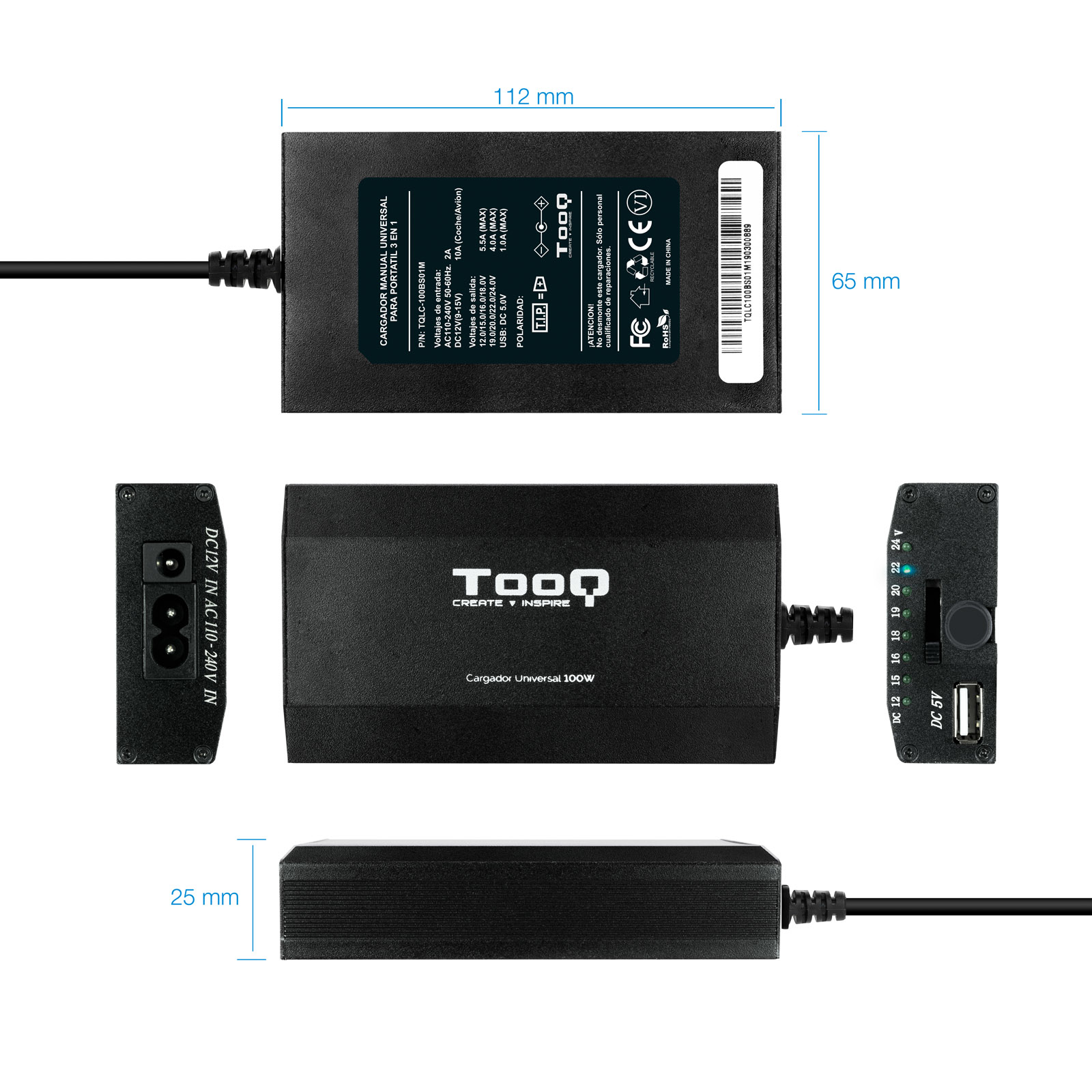 TooQ TQLC-100BS01M power adapter/inverter Auto/Indoor – image 4