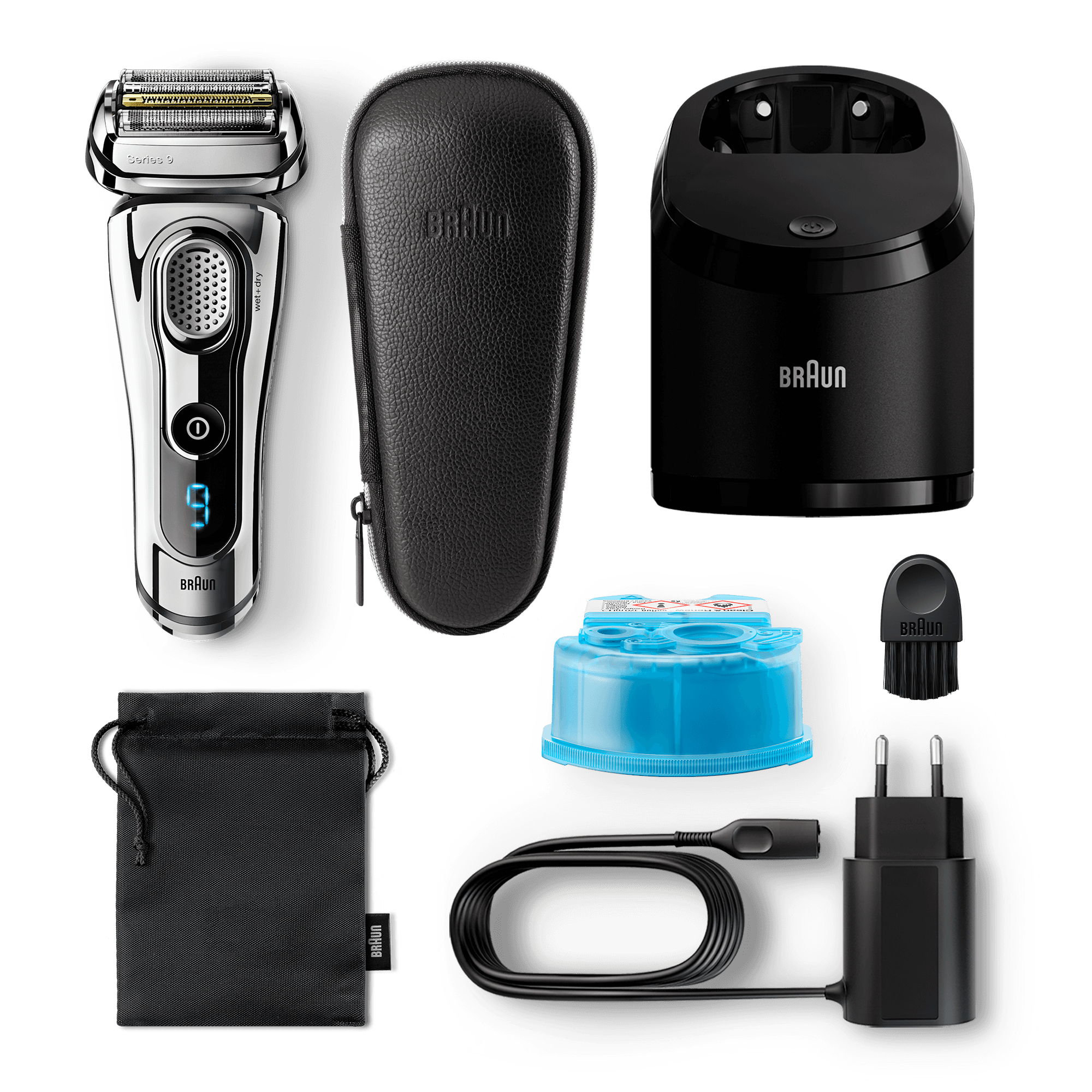 Braun Series 9 Electric Shaver for Men 9297cc, Clean&Charge Station and Leather Travel Case – Chrome – image 6