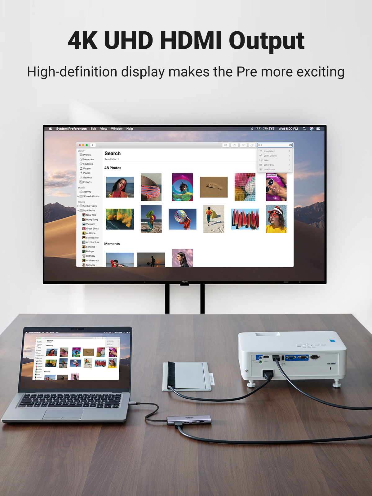 Ugreen CM511 5-in-1 Adapter USB-C Hub to 3x USB3.0 + HDMI + TF/SD Gray – image 2