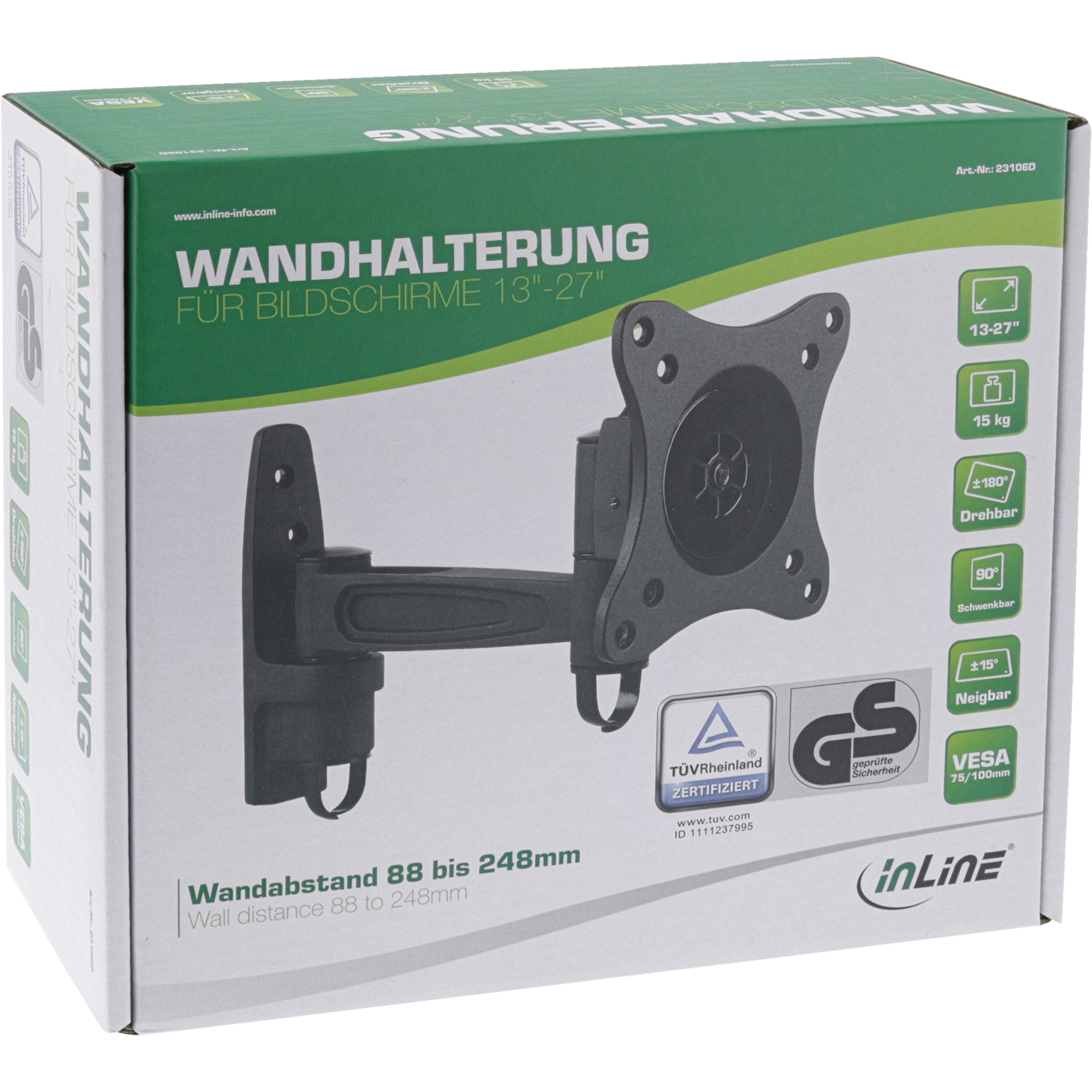 InLine wall mount, for monitors up to – image 4