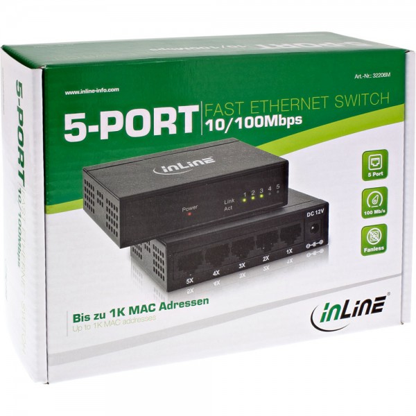 InLine 32206M network switch Fast Ethernet (10/100) Black – image 2