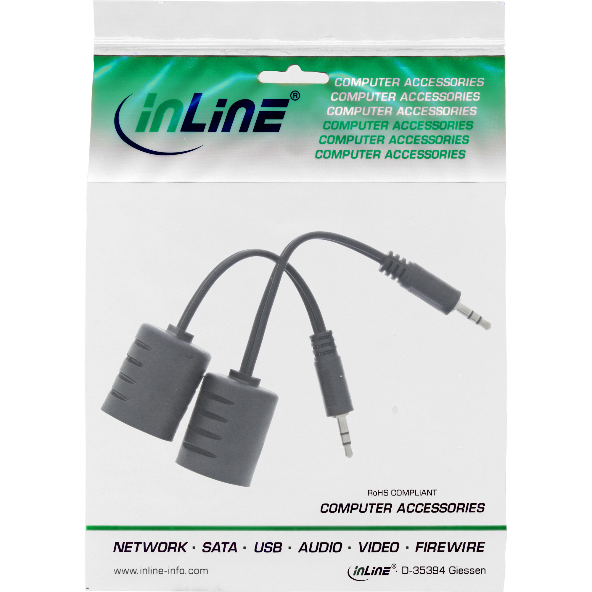 InLine 3.5mm Audio over LAN / Ethernet / RJ45 Cable max. 50m complete set – image 3