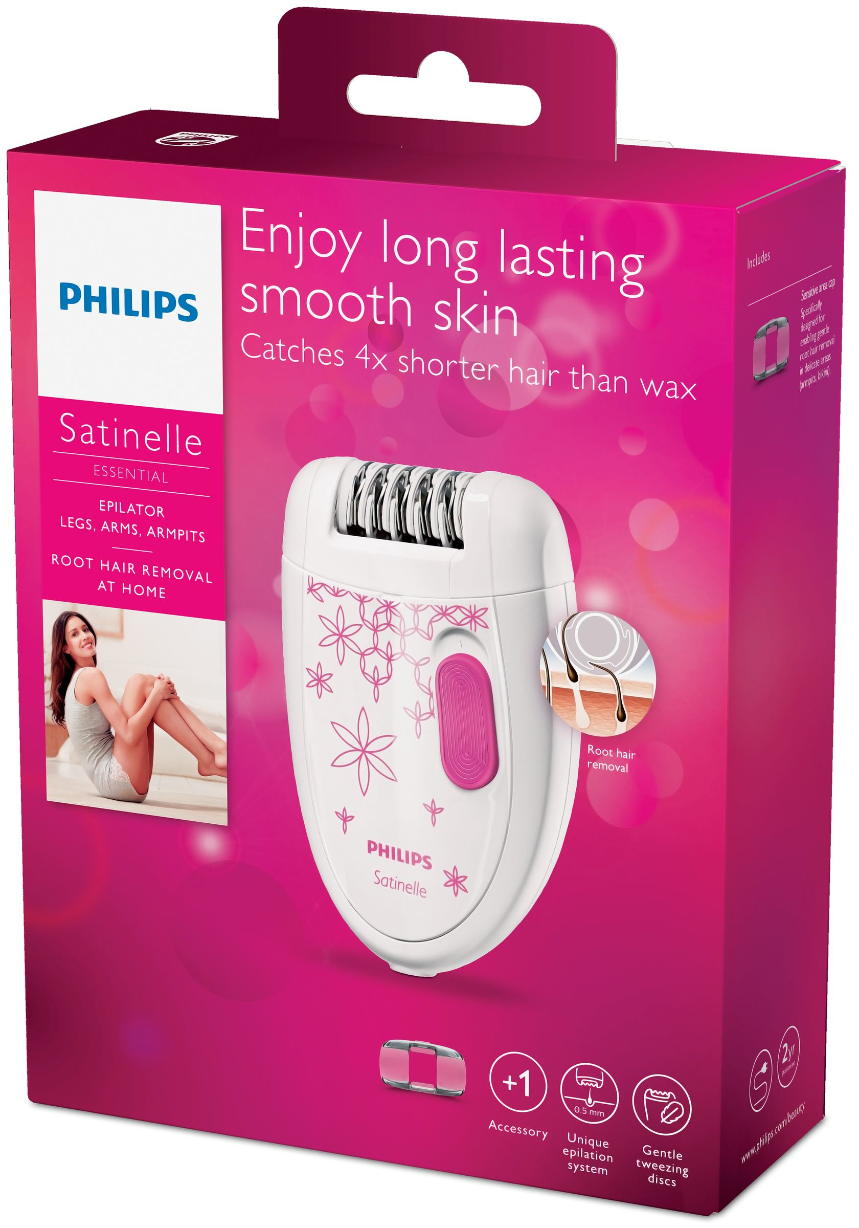 Philips Satinelle Essential BRE200/00 epilator 20 tweezers Pink, White – image 2