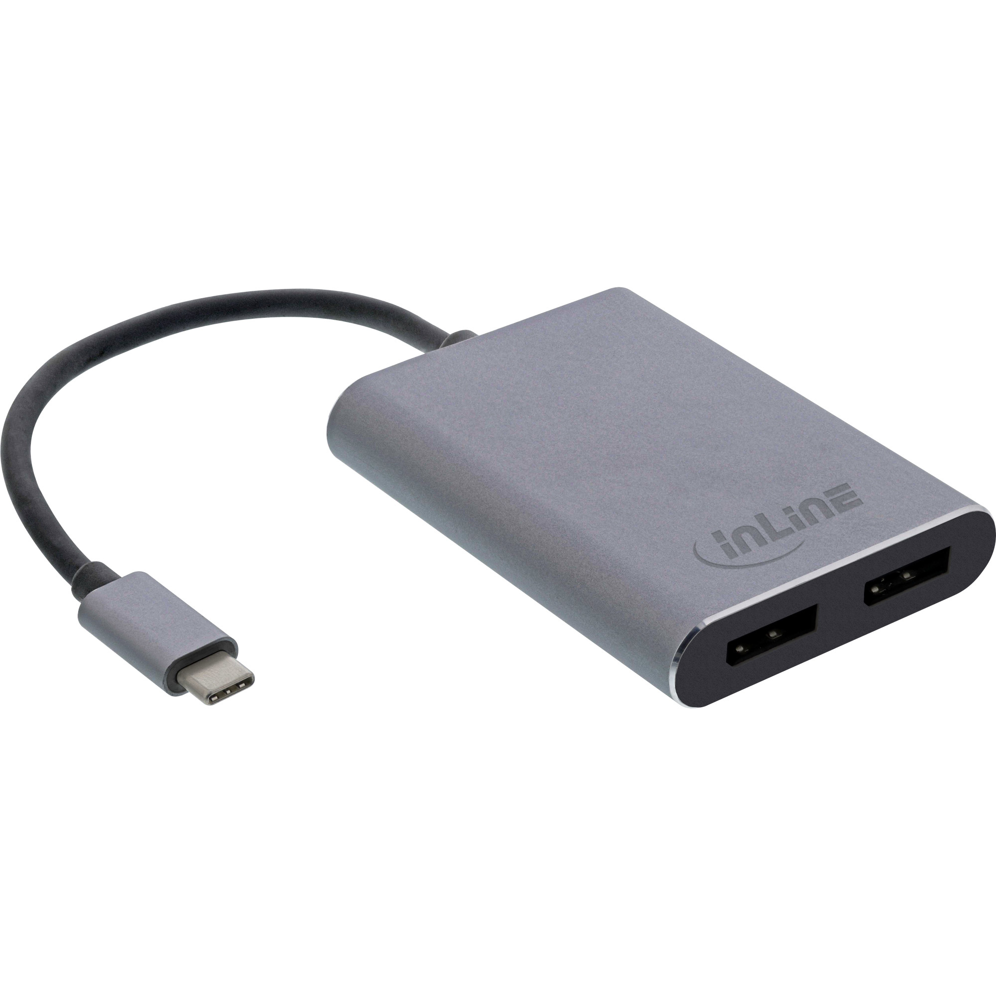 InLine USB Dual Display Converter, USB Type-C to 2x DisplayPort F, 4K white