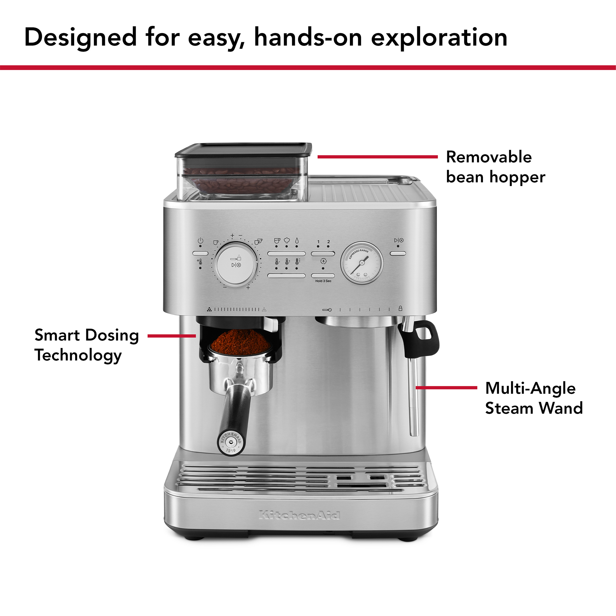 KitchenAid 5KES6551BSX Semi Automatic Espresso Machine with Burr Grinder - Stainless Steel – image 4