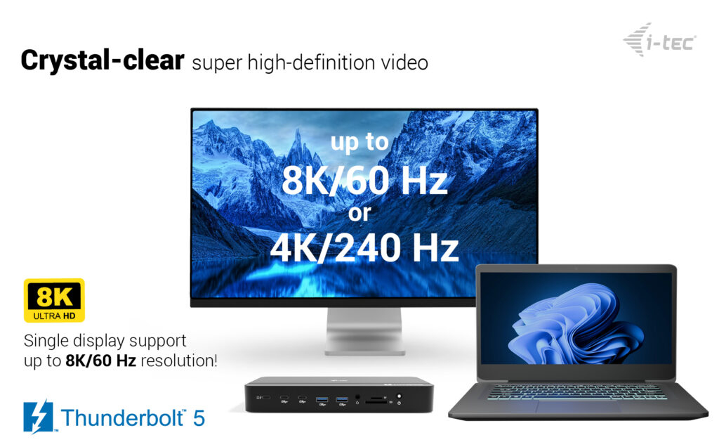 i-tec Thunderbolt 5 Triple Display Docking Station, M.2 slot, 6x USB, 2.5GLAN + Power Delivery – image 6