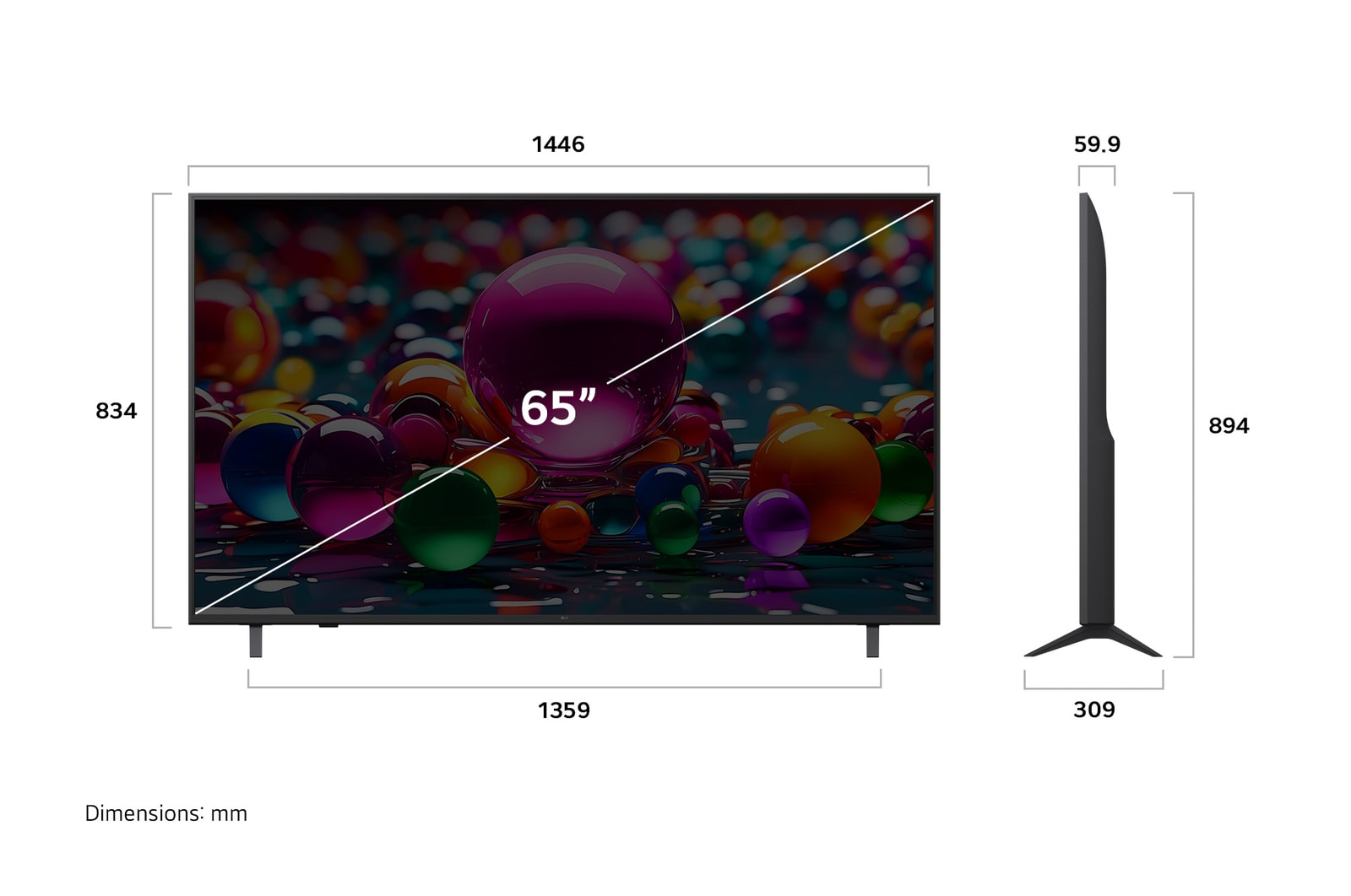 LG 65UA74003LB TV 165,1 cm (65 ) 4K Ultra HD Smart TV Wifi Noir Neuf — photo 4