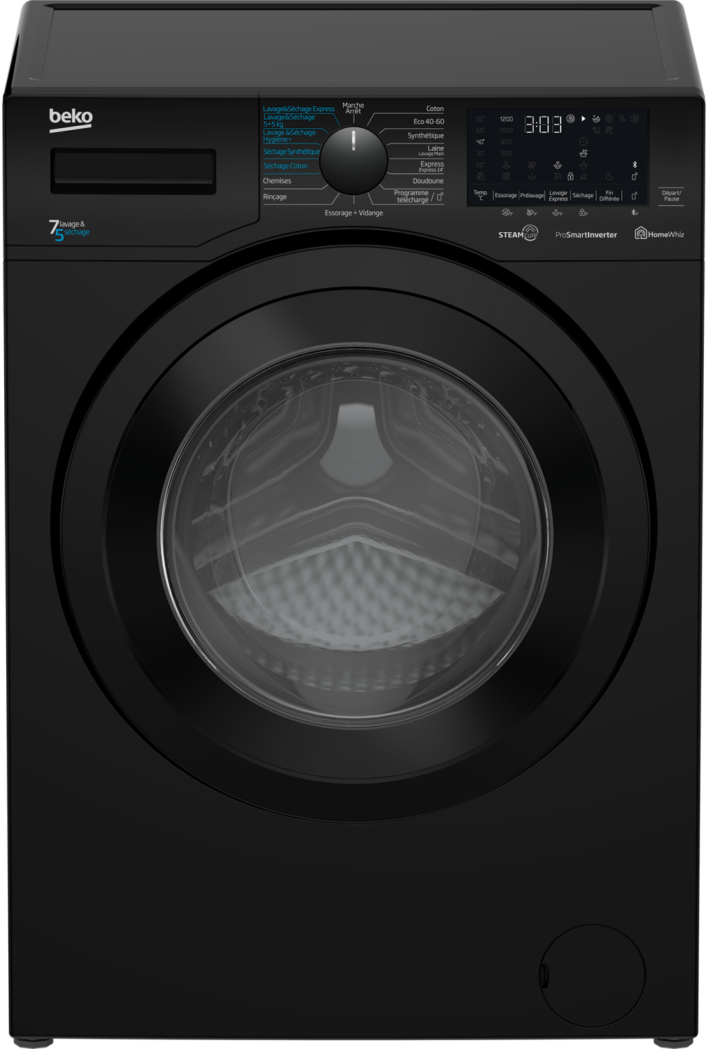 Beko HWD7527BB washer dryer Freestanding Front-load Black – image 1