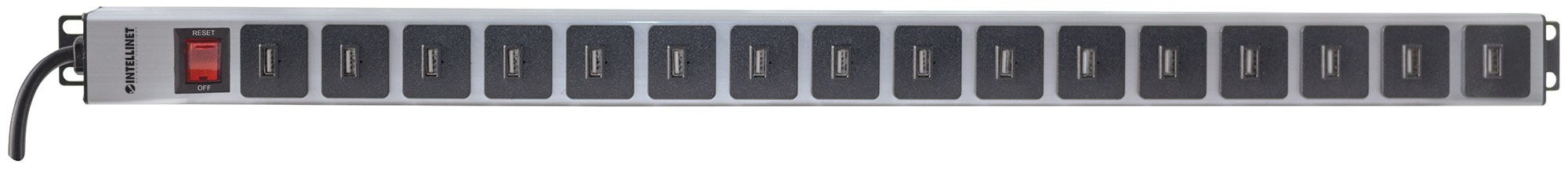 Intellinet Vertical Rackmount 16-Port USB-A Power Distribution Unit (CEE 7/7), With overload protection switch, 2.1 A Max. per Port, 2m Power Cord (Euro 2-pin p – image 3
