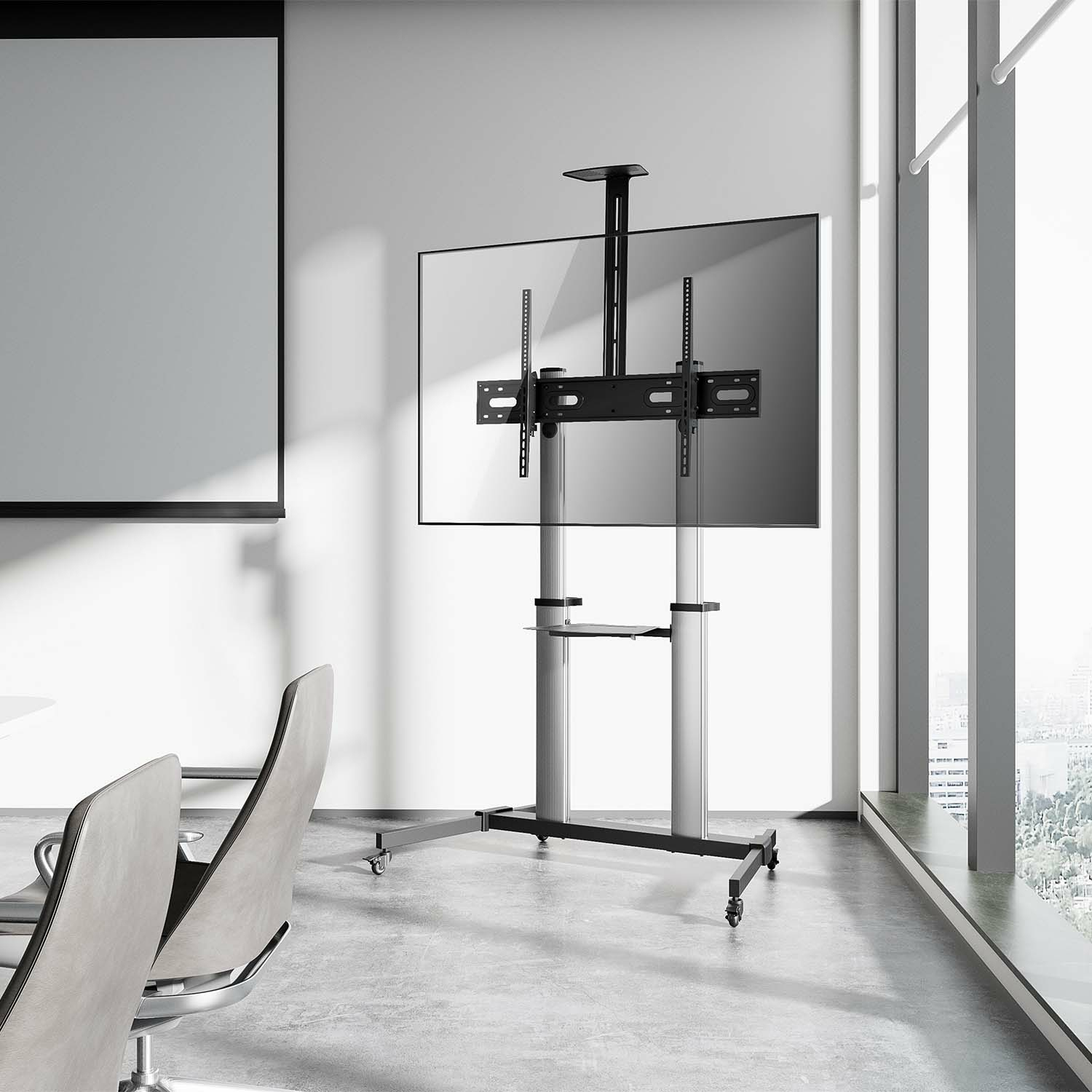AISENS PRO floor stand with wheels, DVD tray and camera support for Monitor/TV – image 5