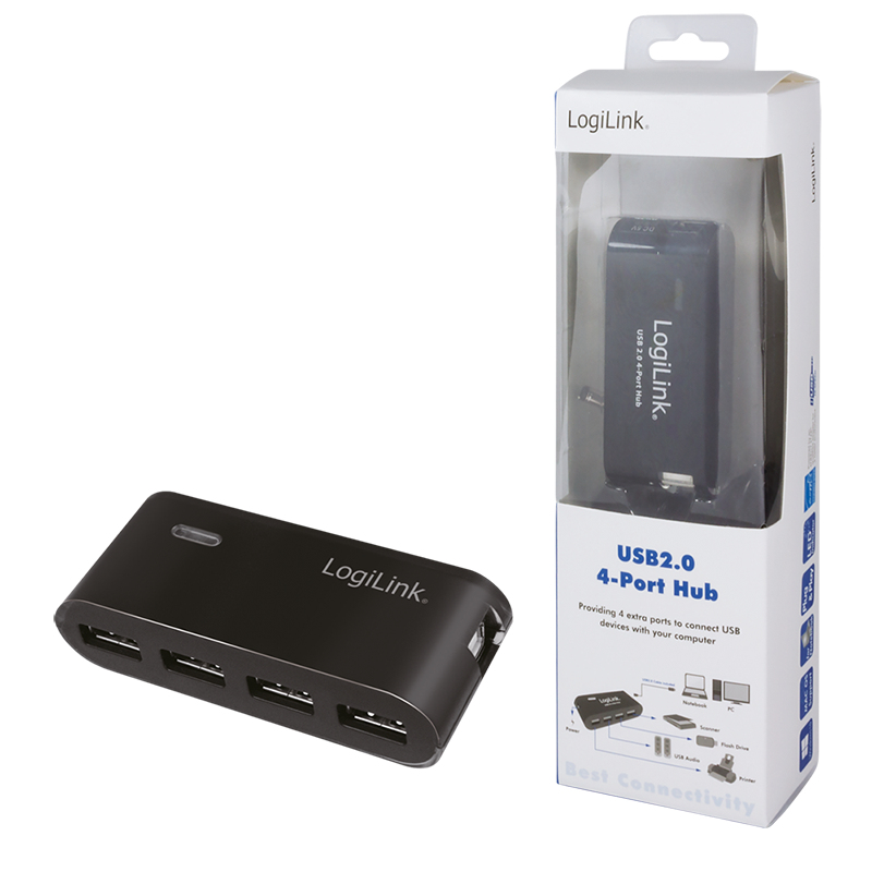 Logilink USB-HUB 4-Port m. Netzteil    schwarz HUBs