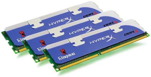HyperX 3GB, 2000MHz, DDR3, Non-ECC, CL8 (8-8-8), DIMM (Kit of 3), Intel XMP Tall HS