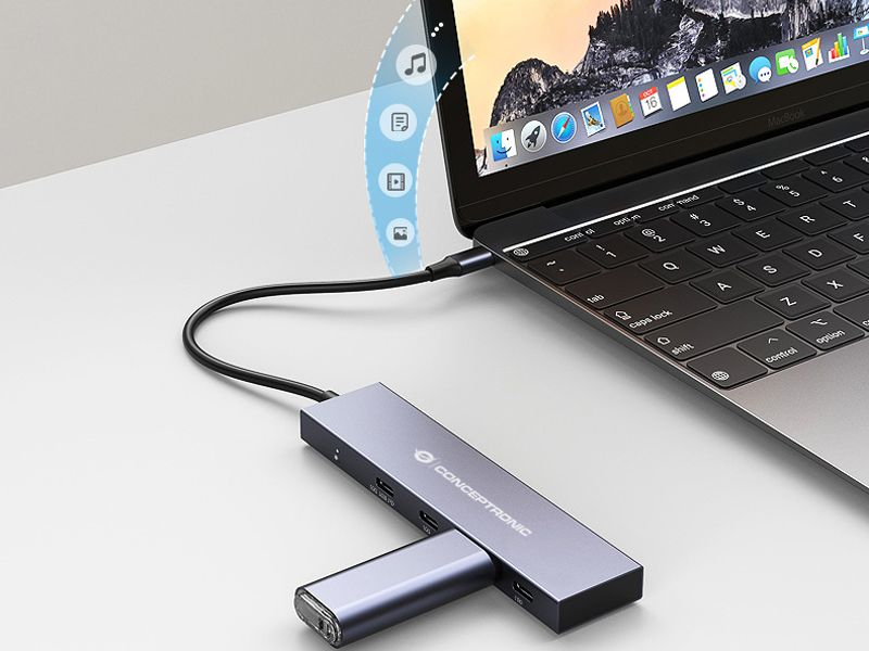 Conceptronic HUBBIES14G interface hub USB 3.2 Gen 2 (3.1 Gen 2) Type-C 10000 Mbit/s Grey – image 6