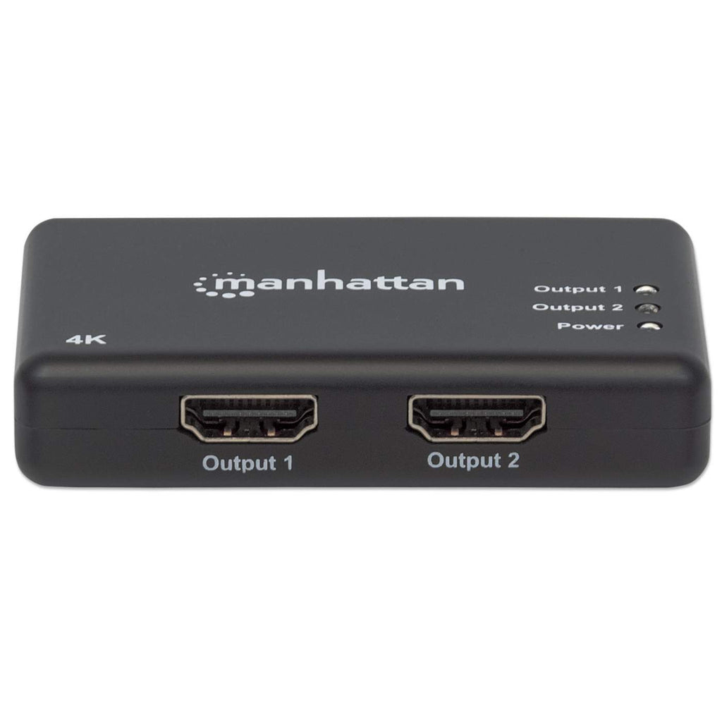Manhattan HDMI Splitter 2-Port , 4K@30Hz, Displays output from x1 HDMI source to x2 HD displays (same output to both displays), AC Powered (cable 0.9m), Black, – image 3