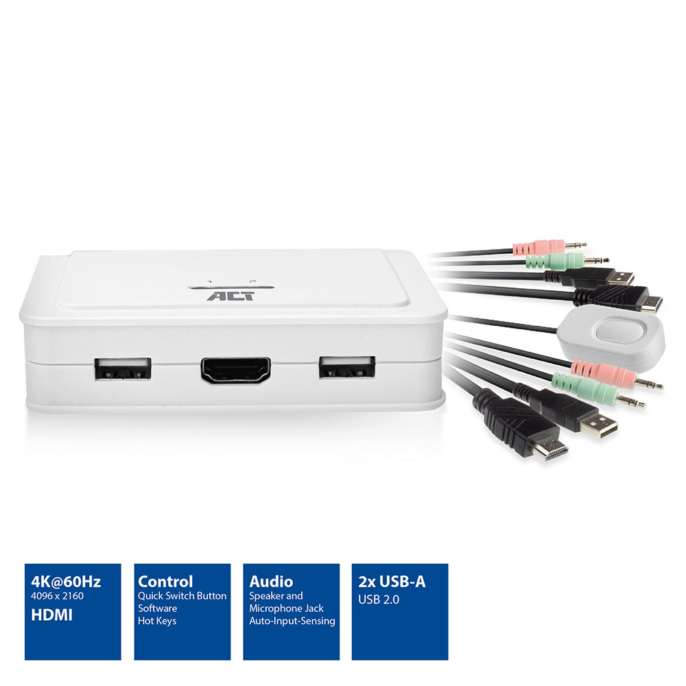ACT AC7910 HDMI 4K KVM switch with fixed cables – image 2