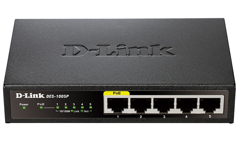 D-Link DES-1005P/A1A network switch Unmanaged Fast Ethernet (10/100) Power over Ethernet (PoE) Black