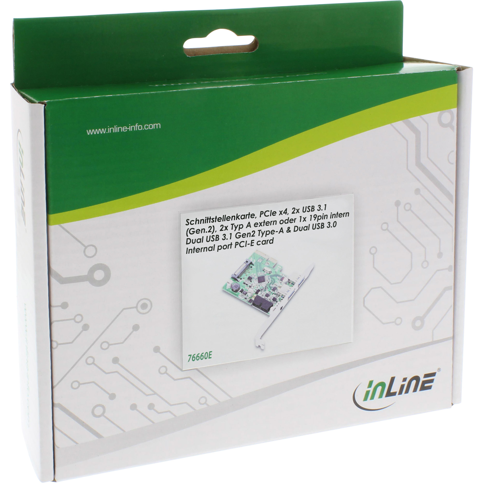 InLine USB 3.1 host controller, 2 port A F + 19-pin internal, with switch, PCIe – image 3